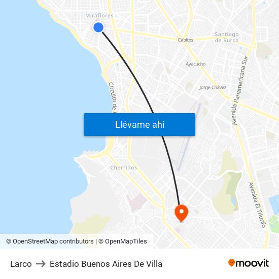 Larco to Estadio Buenos Aires De Villa map