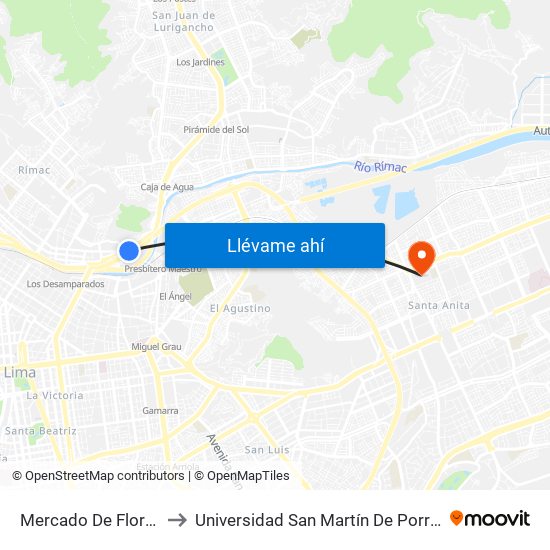 Mercado De Flores to Universidad San Martín De Porres map