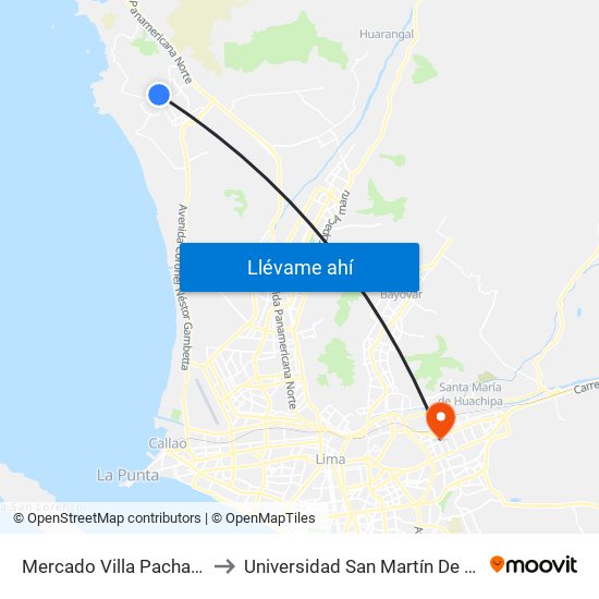 Mercado Villa Pachacutec to Universidad San Martín De Porres map