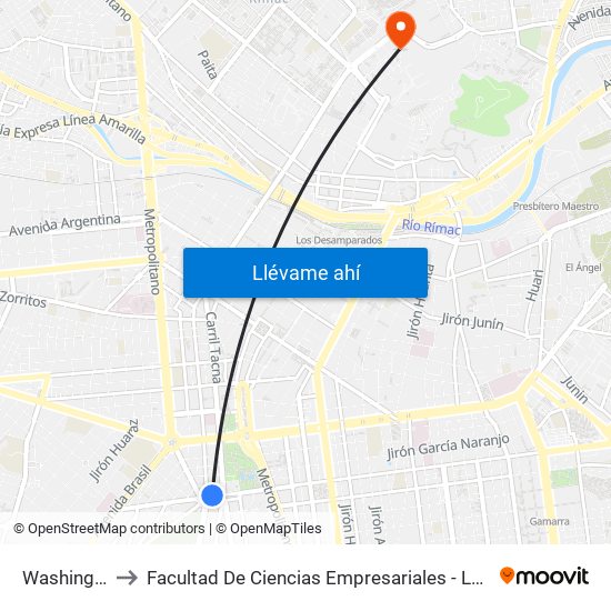 Washington to Facultad De Ciencias Empresariales - La Cantuta map