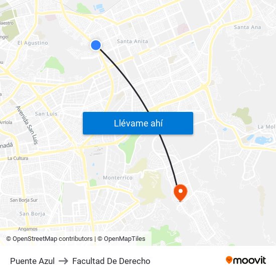 Puente Azul to Facultad De Derecho map