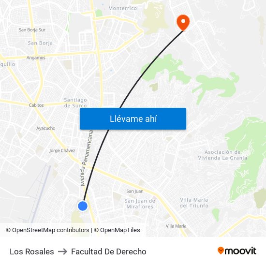 Los Rosales to Facultad De Derecho map