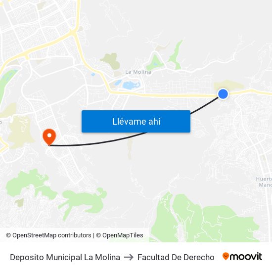 Deposito Municipal La Molina to Facultad De Derecho map