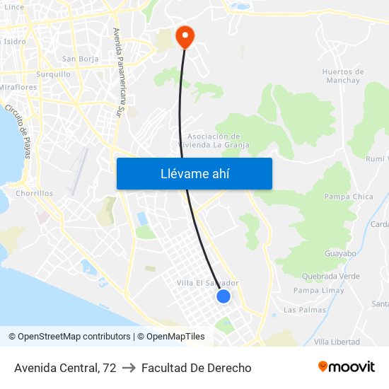 Avenida Central, 72 to Facultad De Derecho map