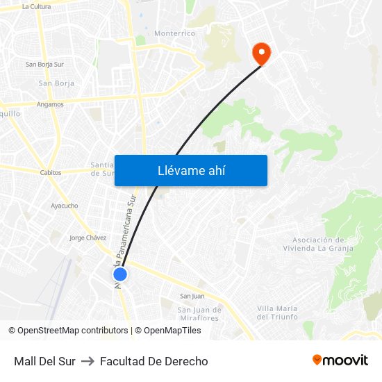 Mall Del Sur to Facultad De Derecho map