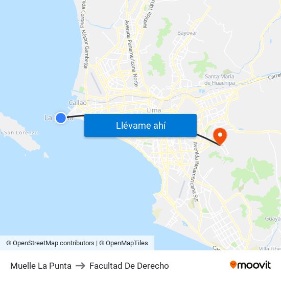 Muelle La Punta to Facultad De Derecho map