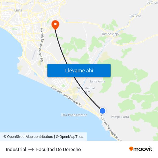 Industrial to Facultad De Derecho map