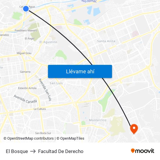 El Bosque to Facultad De Derecho map