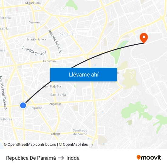 Republica De Panamá to Indda map