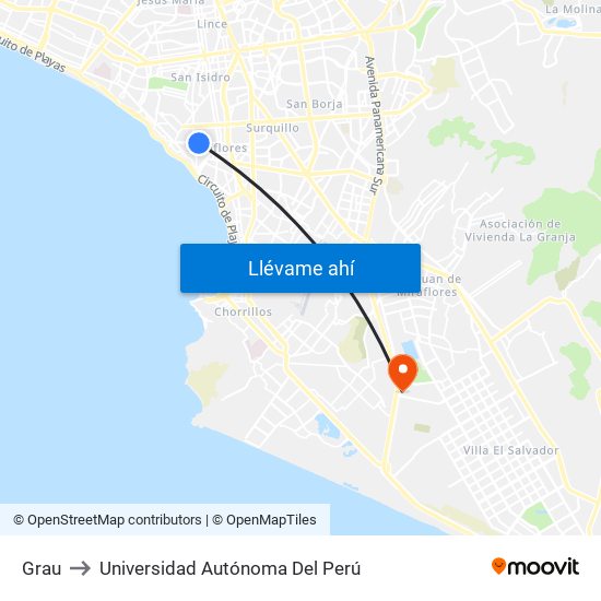 Grau to Universidad Autónoma Del Perú map