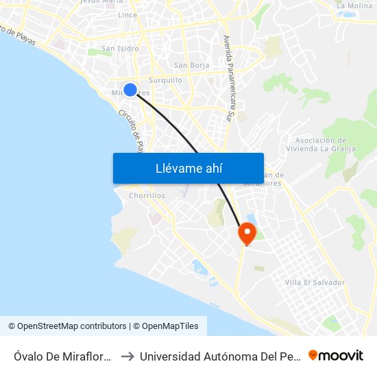Óvalo De Miraflores to Universidad Autónoma Del Perú map