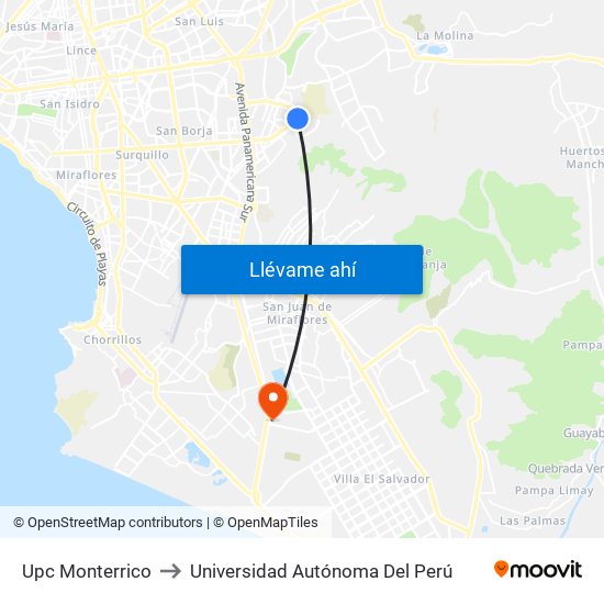 Upc Monterrico to Universidad Autónoma Del Perú map