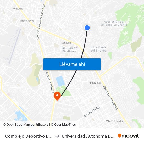 Complejo Deportivo De Vmt to Universidad Autónoma Del Perú map