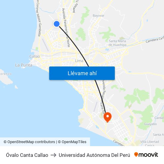 Óvalo Canta Callao to Universidad Autónoma Del Perú map