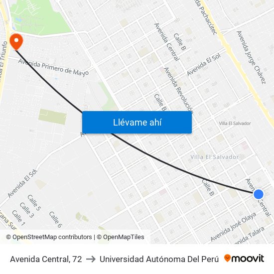 Avenida Central, 72 to Universidad Autónoma Del Perú map