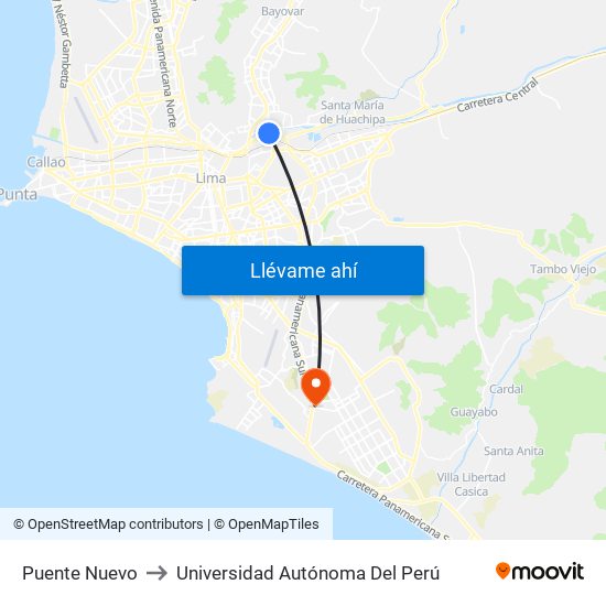 Puente Nuevo to Universidad Autónoma Del Perú map