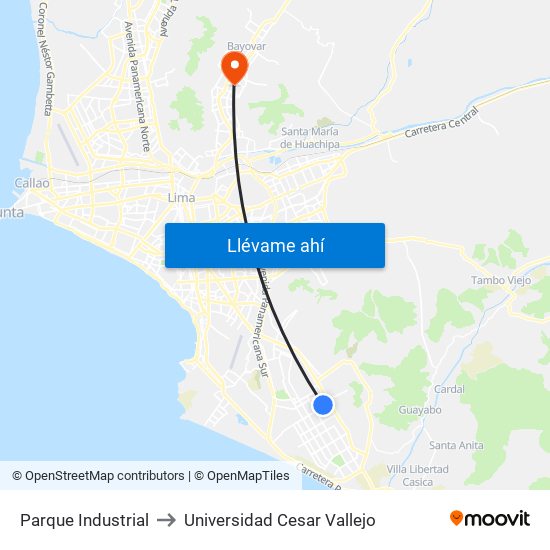 Parque Industrial to Universidad Cesar Vallejo map