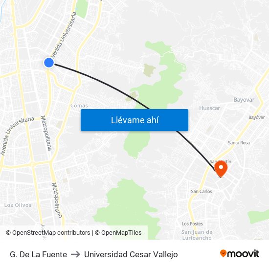 G. De La Fuente to Universidad Cesar Vallejo map