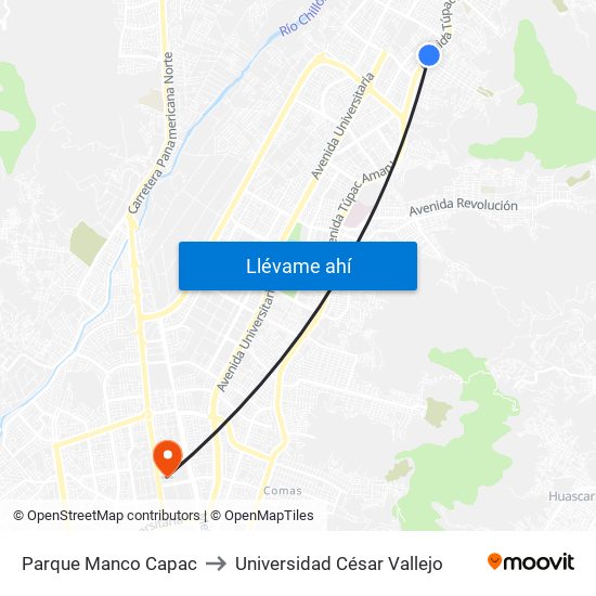 Parque Manco Capac to Universidad César Vallejo map