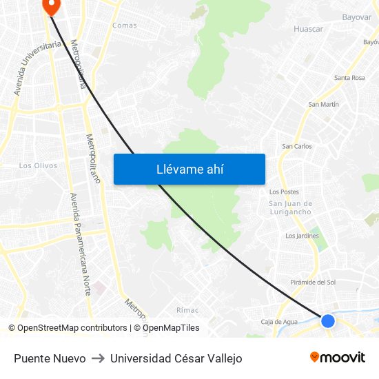 Puente Nuevo to Universidad César Vallejo map