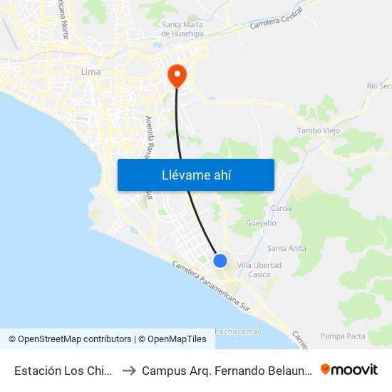 Estación Los Chinos - Ves to Campus Arq. Fernando Belaunde Terry - Usil map