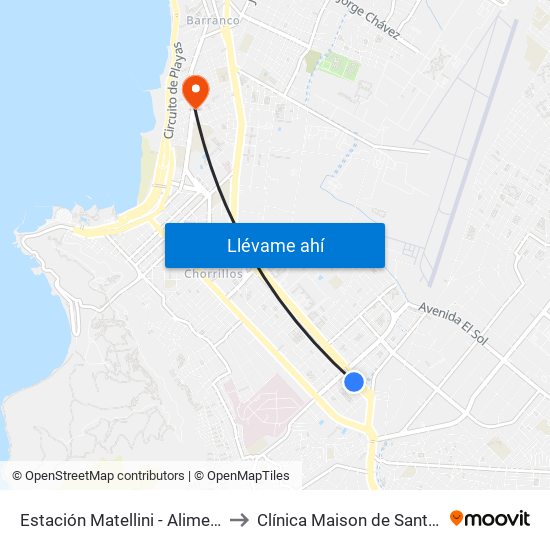 Estación Matellini - Alimentadores to Clínica Maison de Santé del Sur map