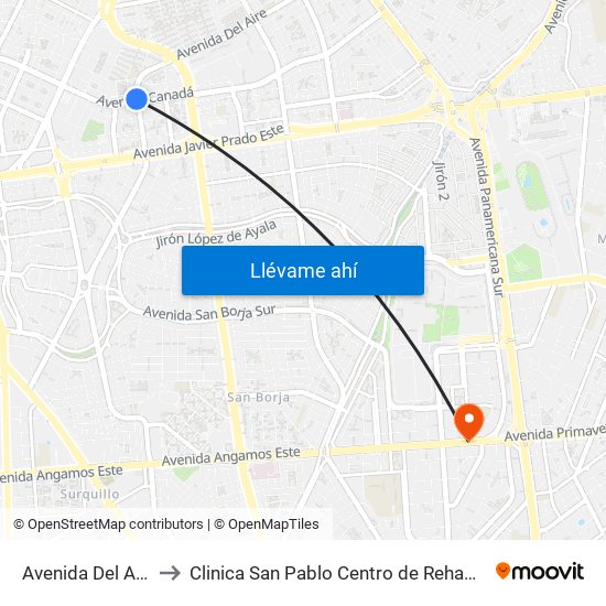 Avenida Del Aire, 601 to Clinica San Pablo Centro de Rehabilitación Física map