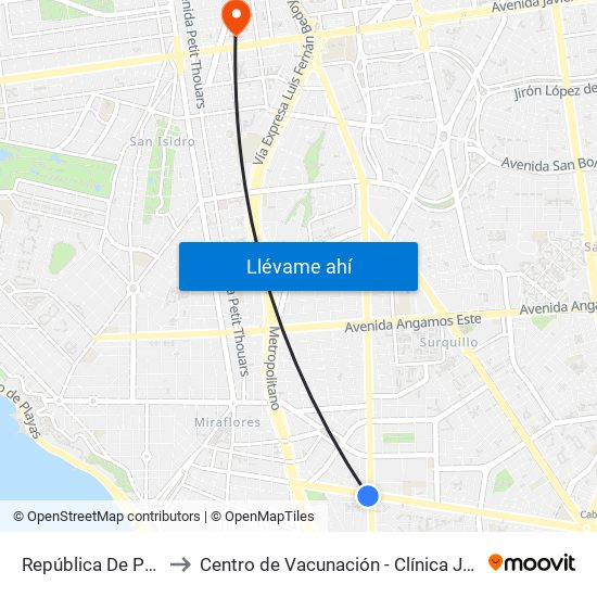 República De Panamá to Centro de Vacunación - Clínica Javier Prado map