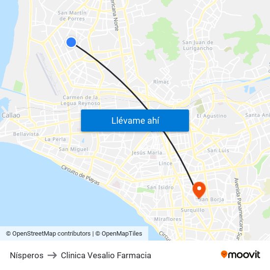 Nísperos to Clinica Vesalio Farmacia map