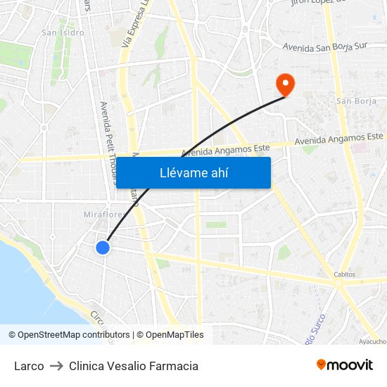 Larco to Clinica Vesalio Farmacia map