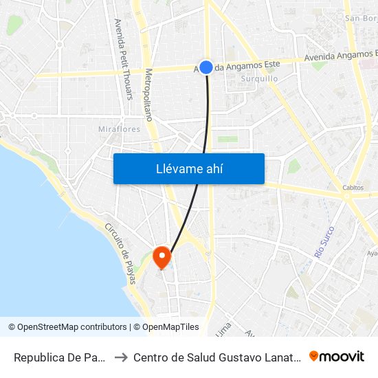 Republica De Panamá to Centro de Salud Gustavo Lanatta Lujan map