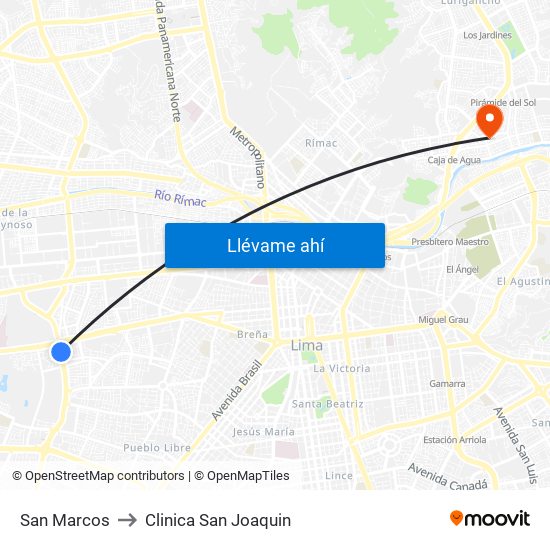 San Marcos to Clinica San Joaquin map