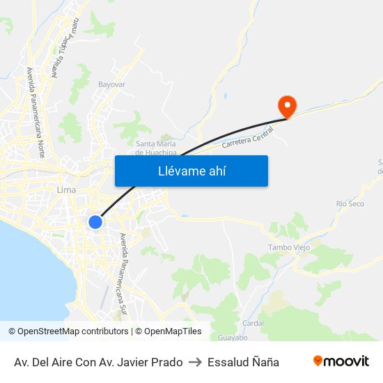 Av. Del Aire Con Av. Javier Prado to Essalud Ñaña map