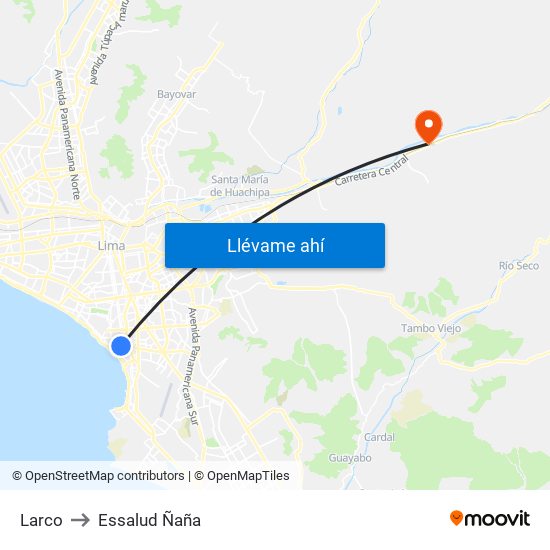 Larco to Essalud Ñaña map