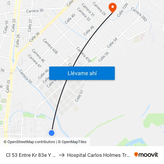 Cl 53 Entre Kr 83e Y 83c to Hospital Carlos Holmes Trujillo map