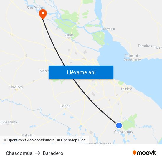 Chascomús to Baradero map