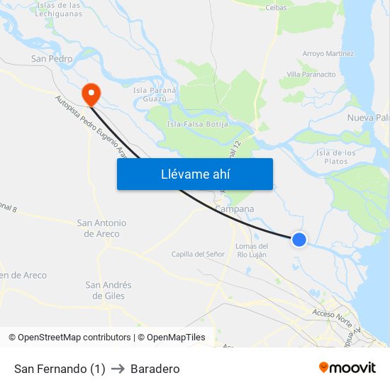 San Fernando (1) to Baradero map