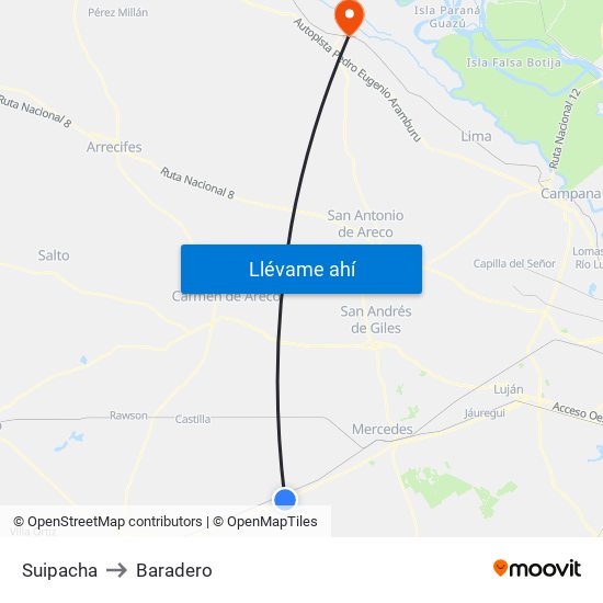 Suipacha to Baradero map