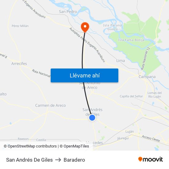 San Andrés De Giles to Baradero map