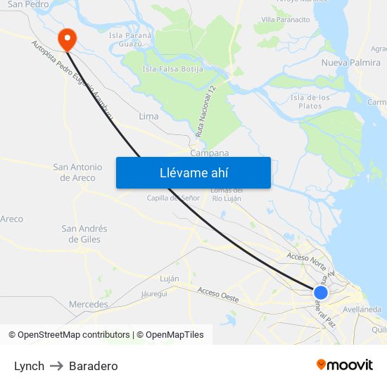 Lynch to Baradero map
