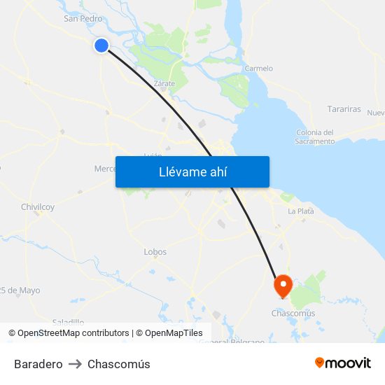Baradero to Chascomús map