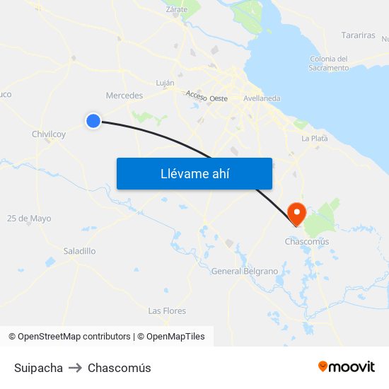 Suipacha to Chascomús map