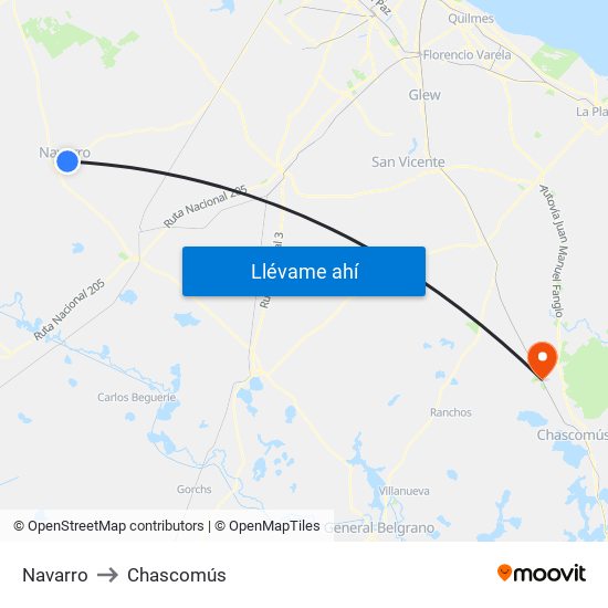 Navarro to Chascomús map
