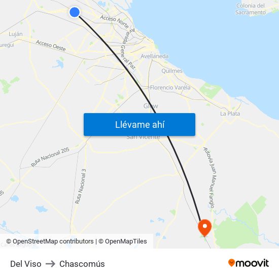 Del Viso to Chascomús map