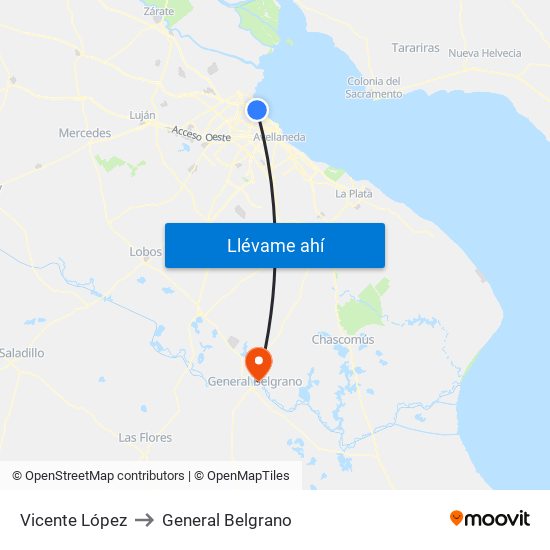 Vicente López to General Belgrano map