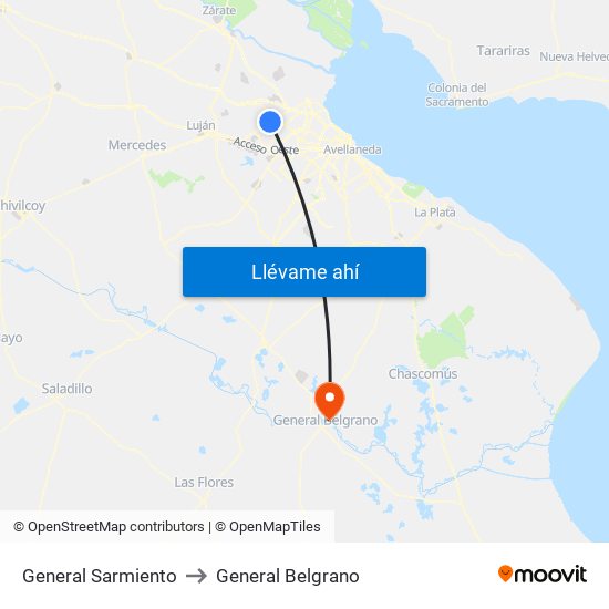 General Sarmiento to General Belgrano map