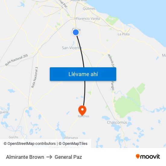 Almirante Brown to General Paz map