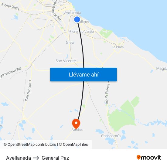 Avellaneda to General Paz map