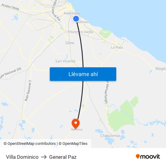 Villa Dominico to General Paz map