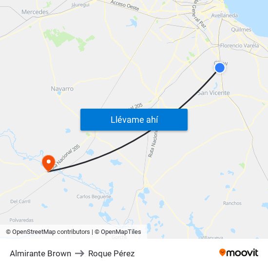 Almirante Brown to Roque Pérez map